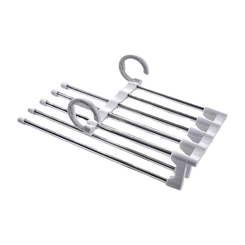 5 in 1 Magic Trouser Rack Hangers Stainless Steel Folding Pant Rack Tie Hanger Shelves Bedroom Closet Organizer Wardrobe Storage